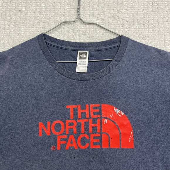 The North Face T Shirt Men's 2XL Orange Chest Logo Cotton Outdoor Casual Read - Picture 2 of 16
